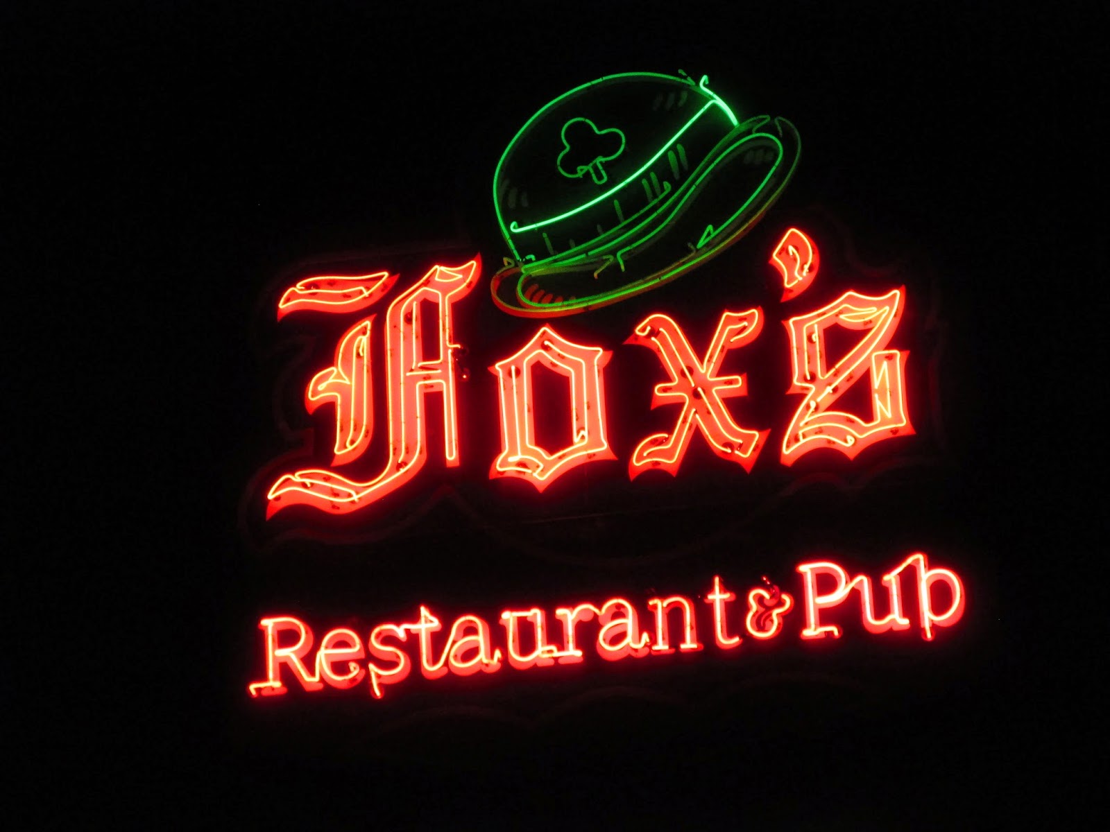 Eddie's Rail Fan Page Fox's Restaurant & Pub neon sign on South Cicero